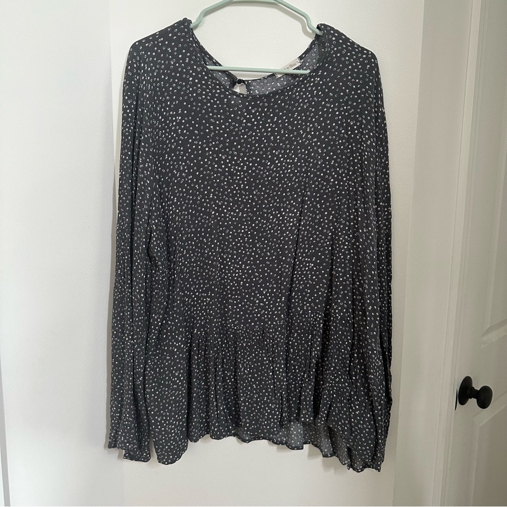 Cotton Bleu abstract dot peplum top, 3x, worn just once